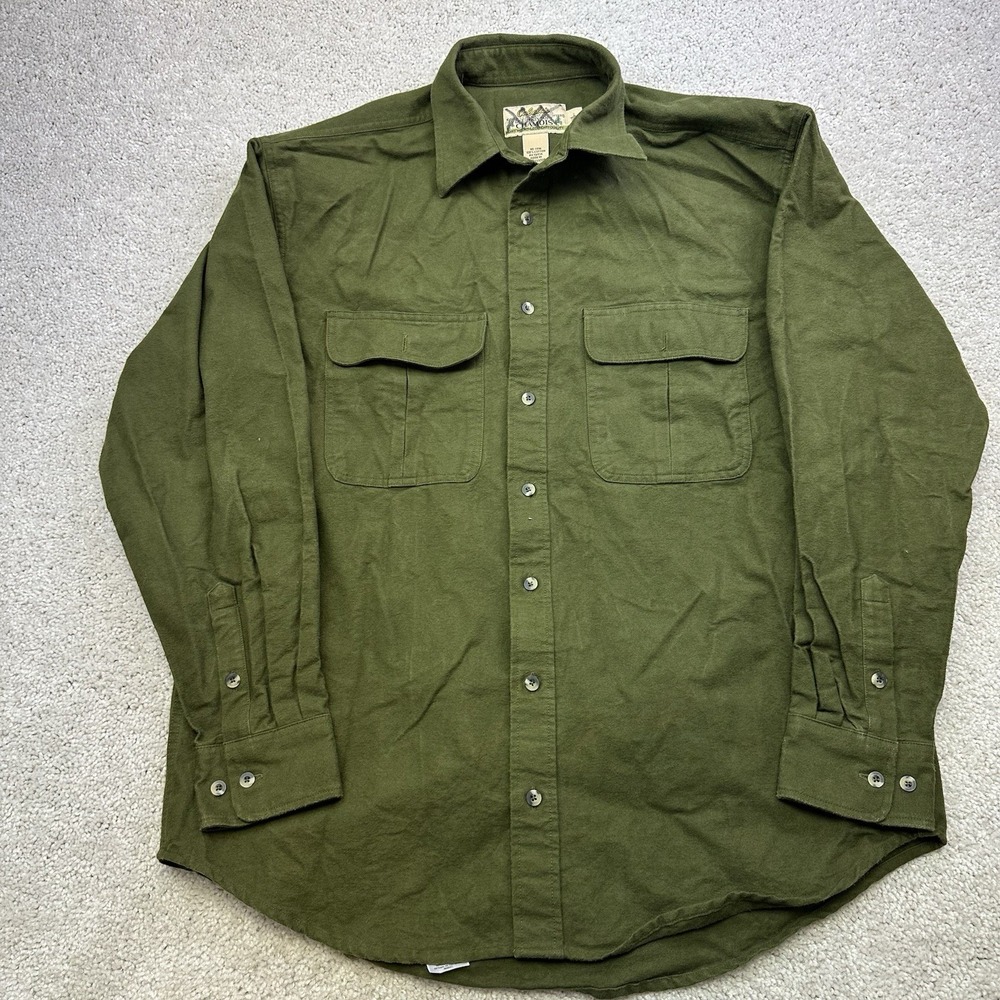 Cabelas Deerskin Soft Chamois Shirt Mens Large Tall Pine Heavyweight Cotton